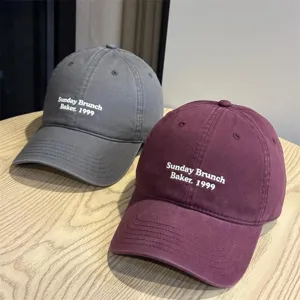 Unisex Cotton Baseball Cap Letter Embroidery Adjustable Casual Dad Hat Vintage Sun Protection Hat For Men Women