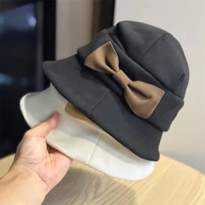 Γυναικείο Vintage Καπέλο Bucket με Φιόγκο Φθινόπωρο Χειμώνας Ζεστό Μάλλινο Καπέλο Ψαρά Μόδα Μικρό Γείσο Προστασία Αυτιών