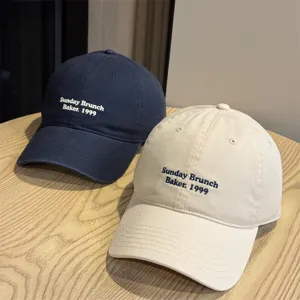 Casual letter embroidered baseball cap, soft top curved brim hat for men and women daily wear.