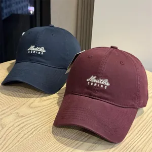 Unisex Washed Distressed Cotton Baseball Cap Vintage Soft Top Letter Embroidery Adjustable Dad Hat Casual Sun Hat
