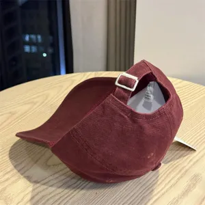 Women solid color soft crown baseball cap with adjustable metal buckle, casual sun.