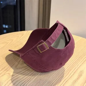 Casual purple baseball cap with adjustable metal buckle, soft top curved brim hat for daily wear