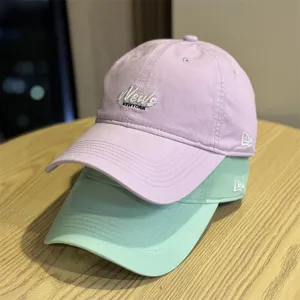 Casual soft top baseball cap in pastel colors with front embroidery, unisex outdoor sun hat.