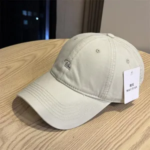 Japanese style minimalist letter embroidered cotton baseball cap casual washed duck tongue hat
