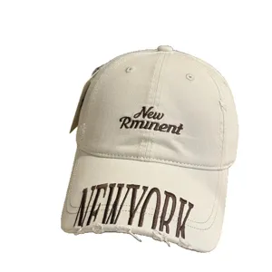 Japanese vintage washed distressed baseball cap for men and women with letter embroidery.
