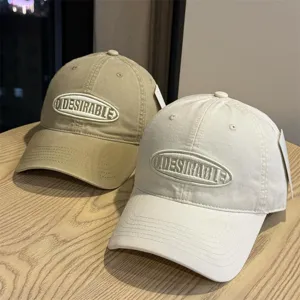 Washed cotton baseball cap for women, retro soft top casual sunshade hat with letter embroidery.