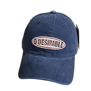 Vintage Washed Navy Blue Baseball Cap for Women Soft Top Embroidered Patch Sun Hat