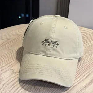 Korean style washed distressed soft top baseball cap with letter embroidery for men and women