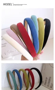 Serre-tete en velours pour femme, automne hiver couleur bonbon vintage accessoire cheveux