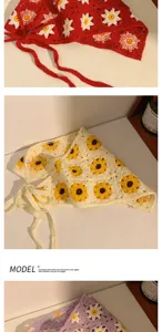 Bandana margherita uncinetto grazioso fazzoletto maglia traforata vintage accessorio capelli