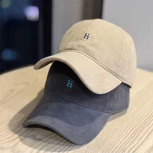 Vintage washed cotton breathable baseball cap with letter embroidery for men and women.