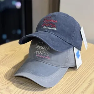 Unisex Cotton Baseball Cap Letter Embroidery Wide Brim Soft Top Adjustable Casual Sun Hat For Men Women