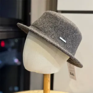 French Elegant Wool Blend Bucket Hat Women Fall Winter Warm Windproof Solid Color Casual Fashion Fisherman Hat