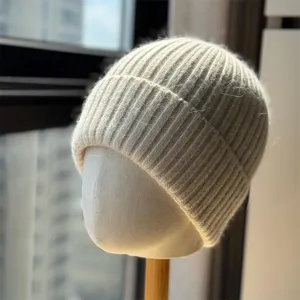 Berretto in maglia caldo da donna per inverno, cappello in lana spessa per freddo e tempo libero.