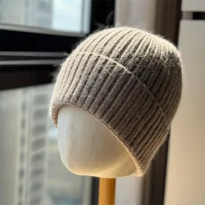 Berretto in maglia caldo invernale da donna, cappello morbido in lana spessa, stile casual.