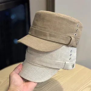 Retro Flach Top Reiterkappe Damen Herbst Britischer Stil Mode Baret Vielsagend Schirmmütze Baumwolle Leinen Mischung