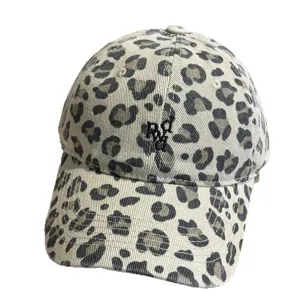 Cappello da baseball con stampa leopardata e ricamo, berretto morbido casual da donna elegante.