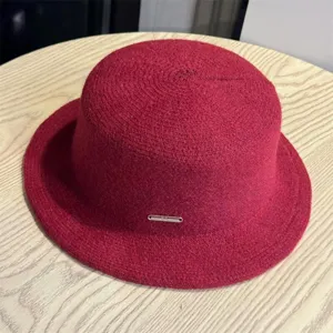 Autumn winter wool bucket hat french elegant retro warm casual stylish women fashion hat accessory
