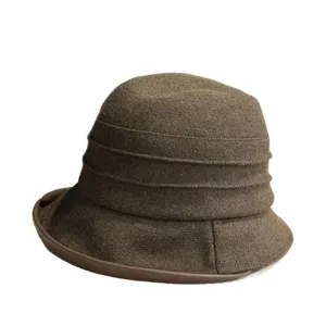 Foldable women's bucket hat casual solid color pleated sun hat outdoor basin hat