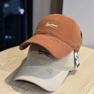 Unisex Washed Cotton Baseball Cap Vintage Distressed Letter Embroidered Adjustable Dad Hat Casual Streetwear Sun Hat
