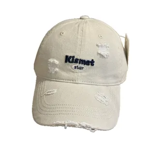 Cappellino da baseball slavato e logoro per uomo e donna, ricamo alla moda, stile streetwear casual.