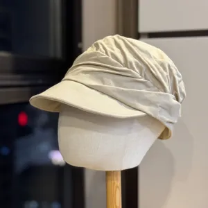 Women's Newsboy Hat Cotton Pleated Flat Cap Retro Japanese Style Adjustable Visor Cap Casual Commute Hat