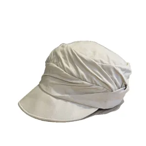 Women beige pleated newsboy cap fashion flat top equestrian hat casual chic spring headwear