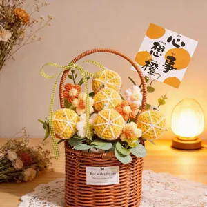 Cestino di fiori di frutta all'uncinetto fatto a mano regalo decorazione casa
