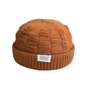 Bruine gebreide docker cap herfst winter warme muts retro casual meloen cap stijlvolle straat