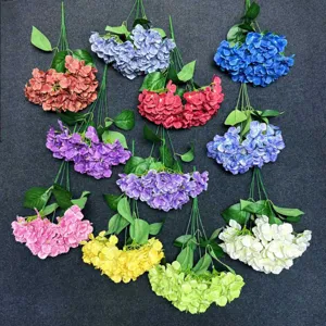 Artificial 5-head hydrangea flower bunches for wedding party home hotel floral decor