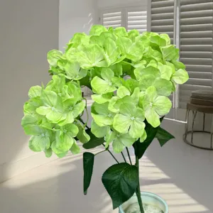 Artificial Hydrangea Flower Bouquet 5 Heads Silk Fabric 3D Printed Floral Arrangement For Wedding Party Home Decor