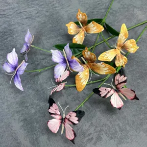 3D Printed Butterfly Artificial Flower Stem Simulation Fake Flower Home Decor Window Display Photography Props