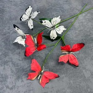 Artificial butterfly flower branch simulation home decor window display photo prop ornament