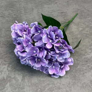 Purple artificial hydrangea flower detail close up wedding decoration floral arrangement