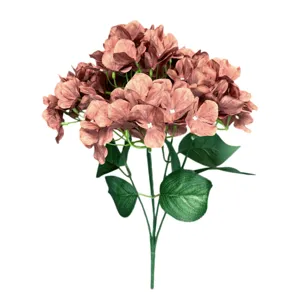 5-Head Artificial Hydrangea Bouquet Fake Silk Flowers for Wedding Home Decor Floral Arrangement