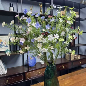 Flor Artificial Rama Alta Pequeña Flor Silvestre Seda Plástico Plantas Falsas Para Decoración Del Hogar Fiesta De Boda Arreglo Floral