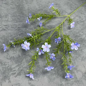 Rama de flores silvestres azules artificiales para decoración del hogar y bodas.