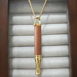 Wooden meditation breathing necklace mindful whistle anxiety relief stress tool pendant.