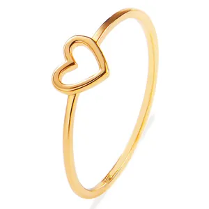 Minimalist Copper Hollow Heart Shaped Ring Gold And Silver Plated Fashion Finger Ring Jewelry Gift For Women