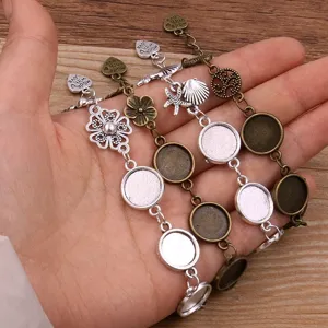 plateau cabochon 12mm bracelet vierge accessoires bijoux alliage pendentif detail vue