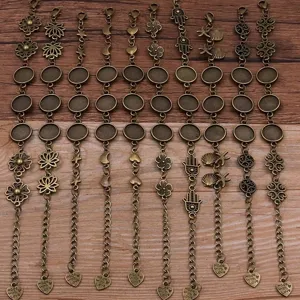 Chaînes de bracelet en alliage bronze antique DIY avec des plateaux cabochons ronds de 12 mm.
