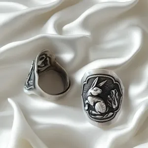 Handgemaakt sterling zilveren konijn ring retro Chinese stijl open verstelbare sieraden