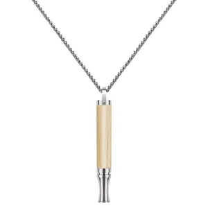 Solid wood anxiety breathing whistle necklace for meditation stress relief and mindfulness.