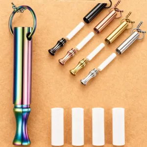 Stainless steel meditation breathing necklace pendant detail showing multi-color options.