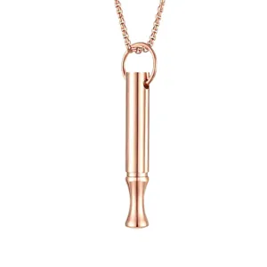 Rose Gold Mindfulness Breathing Whistle Pendant Necklace Stainless Steel Jewelry Chain