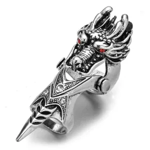 Vintage punk drakenklauw gewrichtsring voor dames en heren, stoere gotische harnasring.