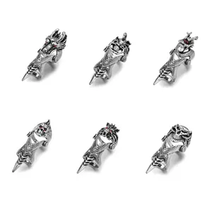 Retro Punk Draak Schedel Gewricht Ring Verstelbare Goth Rock Vingerring Legering Strass Mode Sieraden Voor Heren Dames