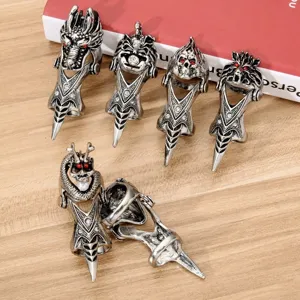 Retro Punk Draak Schedel Pantser Ring Gewricht Vinger Ring Legering Sieraden