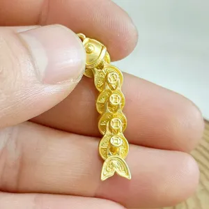 Gold fish coin pendant traditional Chinese wealth lucky charm jewelry accessory shiny finish