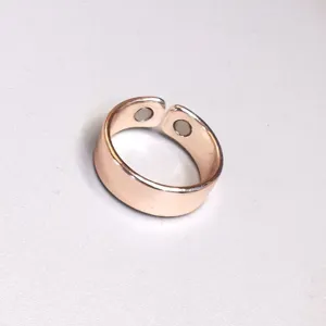 Copper magnetic ring detail shot, adjustable open health ring with inner embedded magnets.